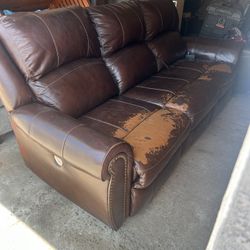 Reclining Leather Sofa (Free Delivery) 