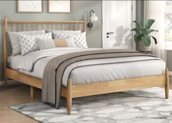 Brickell natural queen platform bed