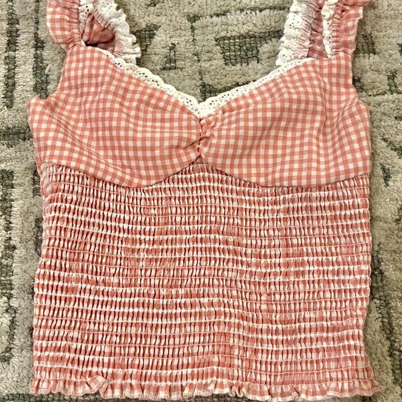 Pink and white gingham tank top #gingham