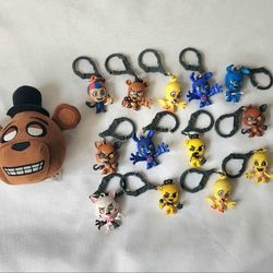 FUNKO 14 piece lot Mystery backpack hangers FNAF Five Nights At Freddys Figures toys in good to excellent pre-owned condition with some wear and marks