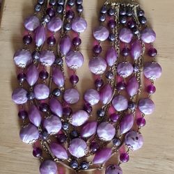 Vintage Bib Necklace With 9 Strands 