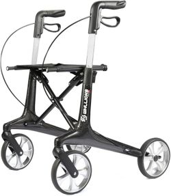 WHLLICKS Carbon Walkers for Seniors, 13lbs Ultra-Lightweight All Terrain Silent Wheels Foldable Rollator Walker with Seat and Backrest for Adults