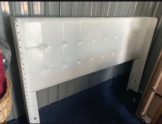 White Faux Leather Tufted Headboard