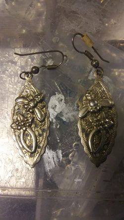 Vintage real silver dragonfly earings