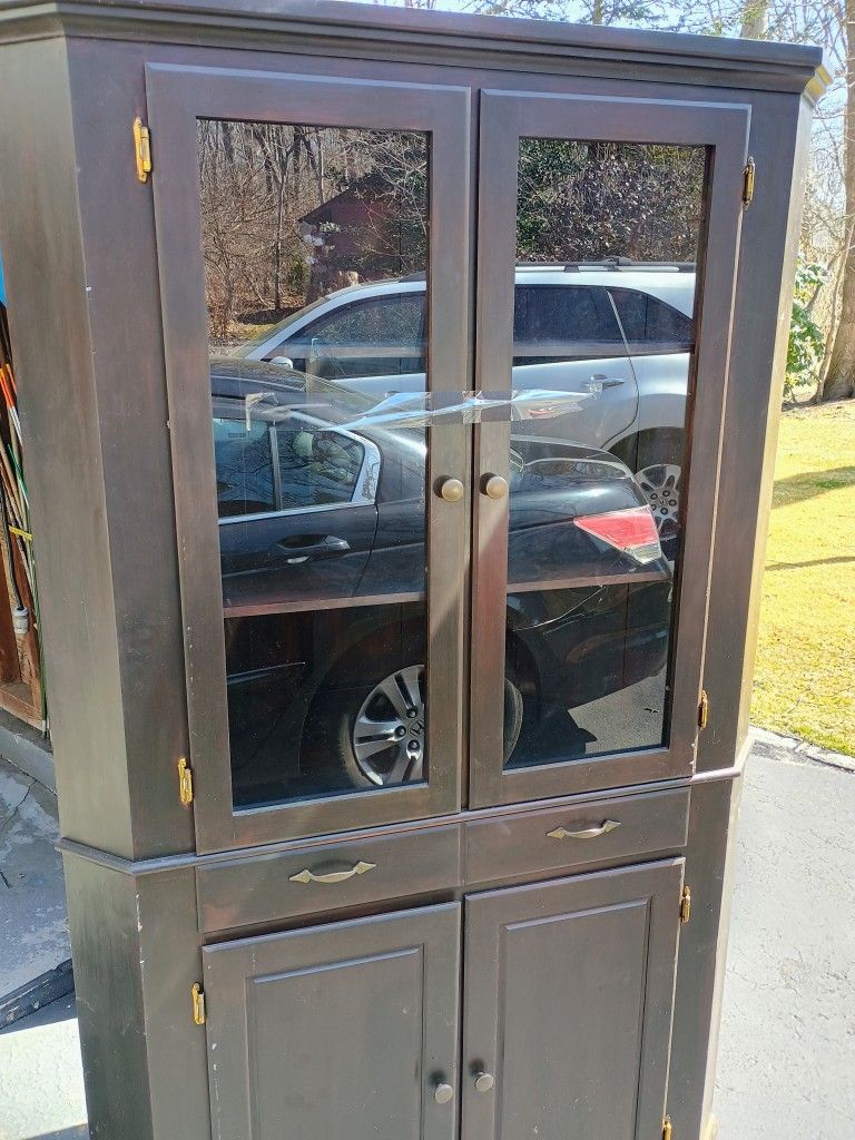 Beautiful Dark Brown Corner Cabinet