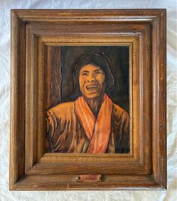 Hand-Carved Wood Relief Sculpture Portrait - Art Decor - Frame 19x22”