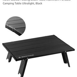 NEW: Rockcloud Folding Beach Table Aluminum Portable Camping Table Ultralight, Black, carry case