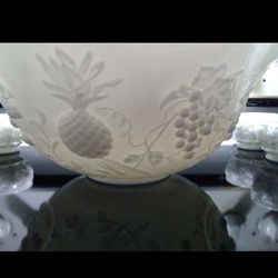 Milk Glass Punch Bowl Set