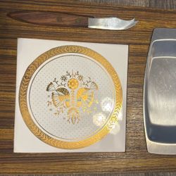 Vintage 1970s Kitchen Organizer – Woodgrain w/ Decorative Tile & Utility Knife 