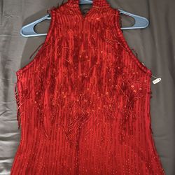 De Oscar Collection Silk Sequin Cocktail Dress