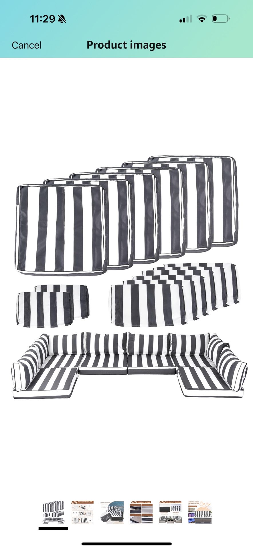14 Piece Outdoor Patio Cushion Covers Replacement, Fit 7 Piece 6-Seater Wicker Rattan Patio Furniture Conversation Set, Outdoor Cushion Slipcover with