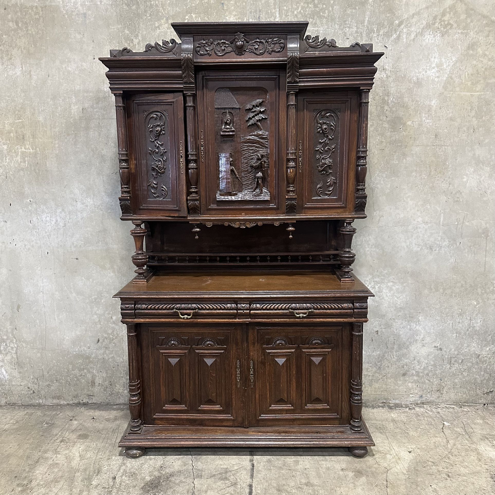 Antique Carved Wood Hutch -Delivery Available 