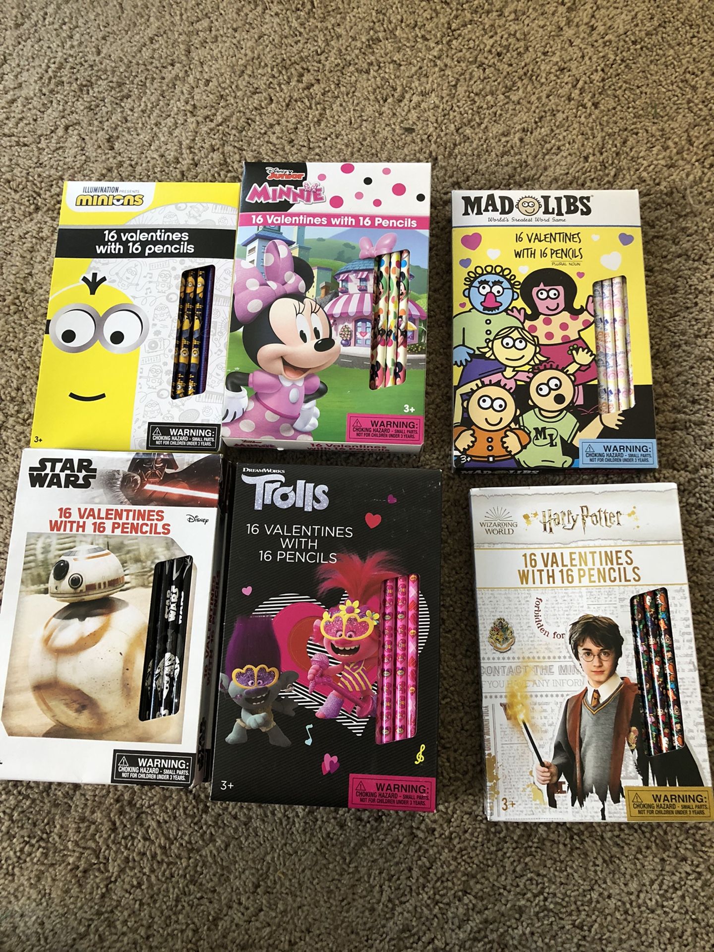 Valentines Cards W/ Pencils And Pez Dispenser