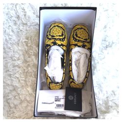 Versace Black and Yellow Patterned Espadrilles Shoes