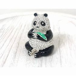 Bejeweled Crystal Panda Bear Jewelry Trinket Box🐼 Collectable