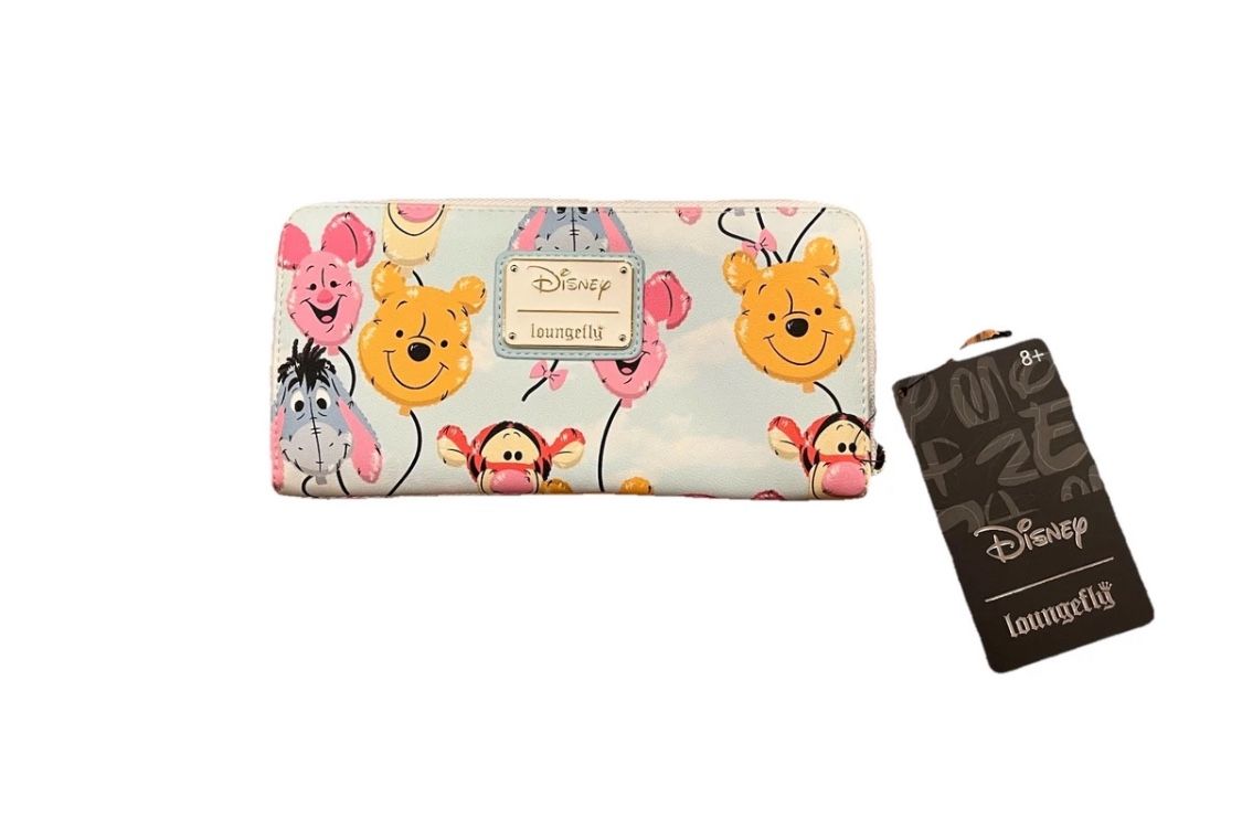Loungefly Disney Wallet Clutch Winnie the Pooh Balloon Friends Zip-Around New
