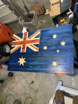 Hand made wooden Australian flag