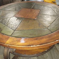 Wooden And Stone Coffee Table 