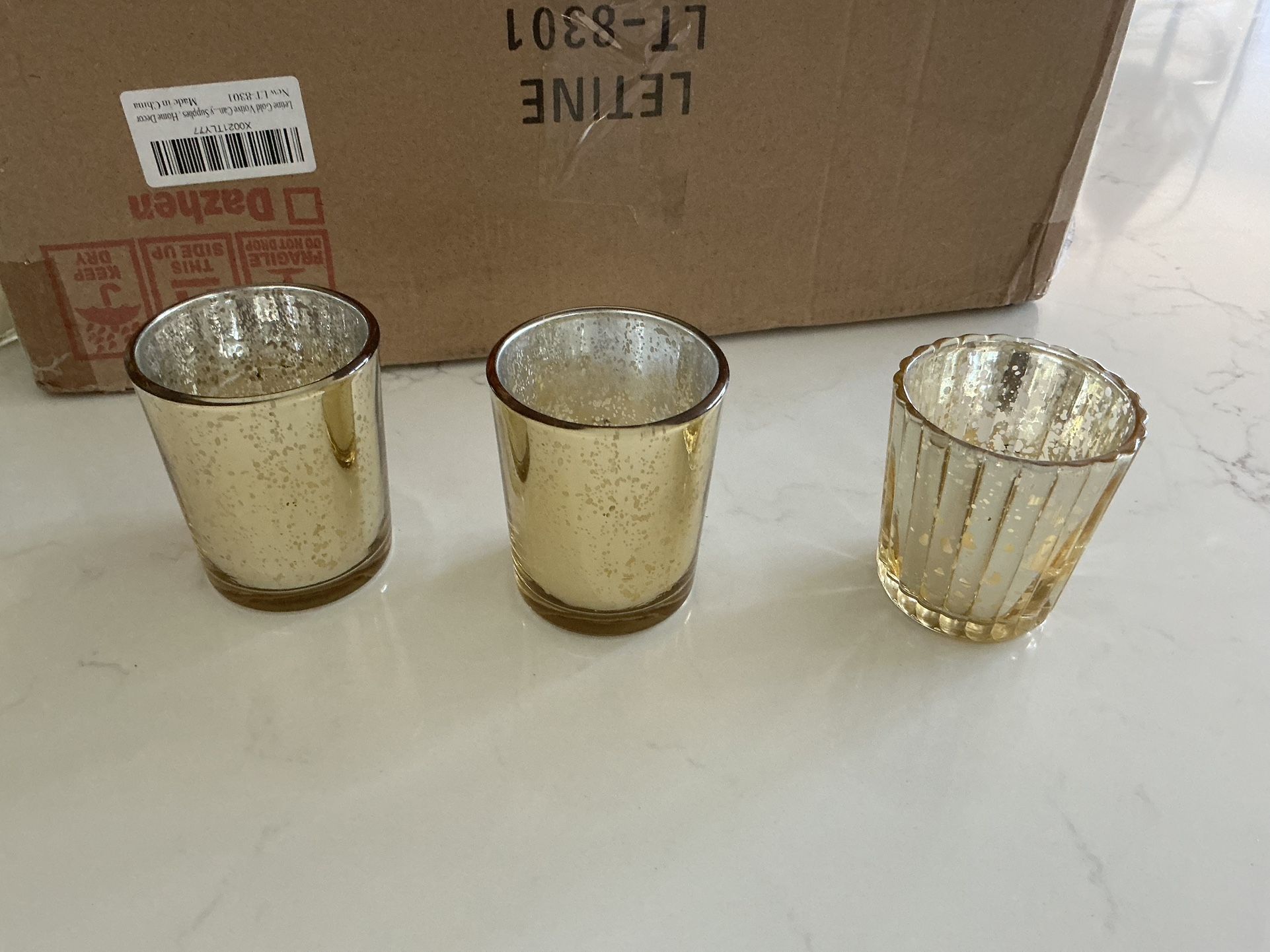 36 Gold Crackle Votive Candle Holders