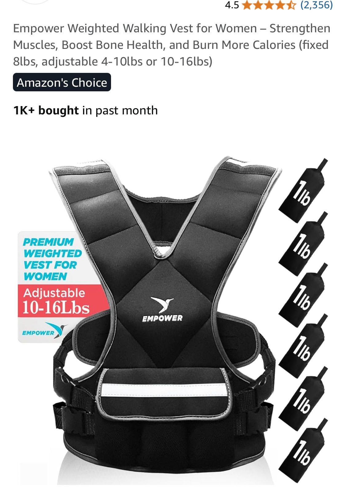 EMPOWER new adjustable weighted walking vest for women