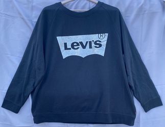 LEVIS WOMENS PLUS SIZE 3X CREW NECK PULLOVER SWEATSHIRT BLACK/ SILVER 