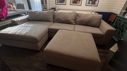 SUPER comfy Living Spaces sectional with oversized Chaise and ottoman!