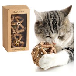 Brand New Catnip Toys-2Pcs Natural Silvervine Stick Catnip Ball&Bell Ball-Cat Toys