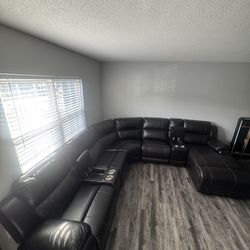 Luxury Brown Vegan Leather Family Sectional – Dual Recliners + Storage Chaise!