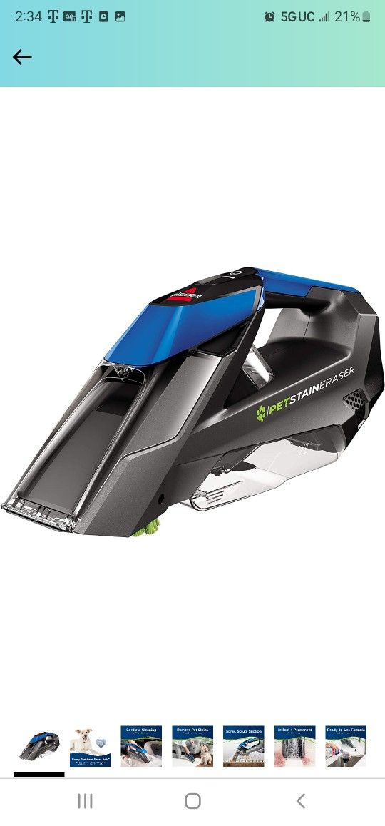 Bissell, 20037 Pet Stain Eraser Cordless Portable Carpet Cleaner, 2019 Version