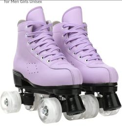 Risup Roller Skates for Women and Men Cowhide High-Top Shoes Classic Double-Row Roller Skate Four-Wheel Roller Skates for Men Girls Unisex
