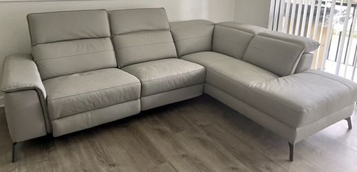  Pearson Gray Leather Right-facing Bumper /   Left Power Reclining Loveseat