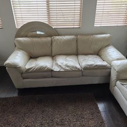 White Leather Couches 