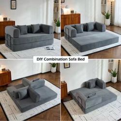 Modular sofa bed grey