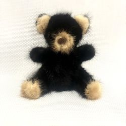 Vintage 1982 Rare Bear Genuine Mink Fur Plush Teddy Bear Stuffed Animal Black 7°°