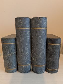 Vintage Pair of Marble Bookends with Gilt Trim set of two  12lbs total