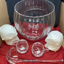 Crystal Punch Bowl Set 8 Piece Krosno Poland