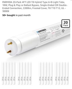 20-Pack 4FT LED T8 Hybrid Type A+B Light Tube