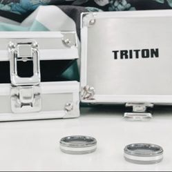 2 x Wedding Ring Bands Triton Platinum Inlayed Tungsten Wedding Engagement Rings