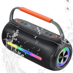 Bluetooth Speaker, Wireless Ultra Bluetooth Speaker with 66mm Drivers, 4000mAh Battery 24Hrs Playtime, RGB Lights, BT5.4, IP7 Waterproof, AUX, TF Card