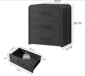 3-Drawer Dark Gray Dresser 23.5" x 25.75"