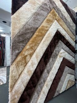 Shaggy Area Rug Chevron Pattern