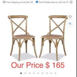 HUIGEXUAN Cafton Crossback Chair in Weathered Oak (Set of 2)