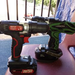 One 18v Hitachi Drill ( No Charger)  & One Hyper Tough drill ( No Charger)