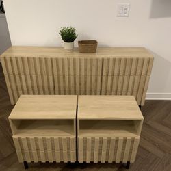 New Fluted Dresser With Nightstand Tables