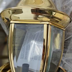 Outdoor Wall Mount Polished Brass Lantern 24"