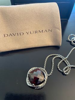 David Yurman Albion Sterling Silver Garnet Necklace