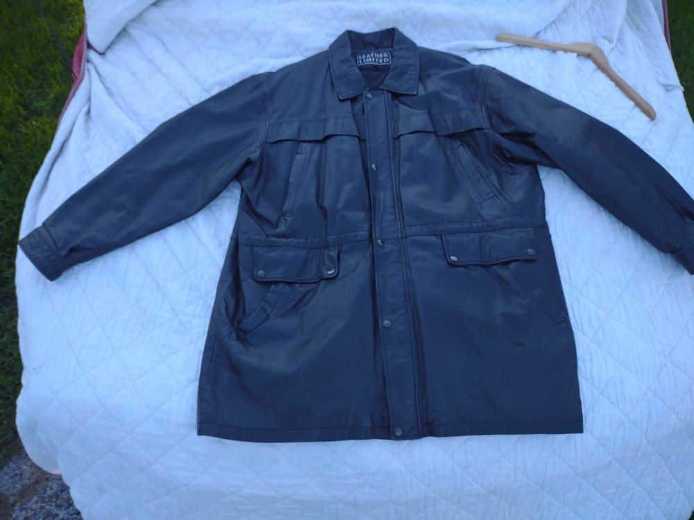 Men's XXL Long Leather Limited Thick Warm Heavy Coat