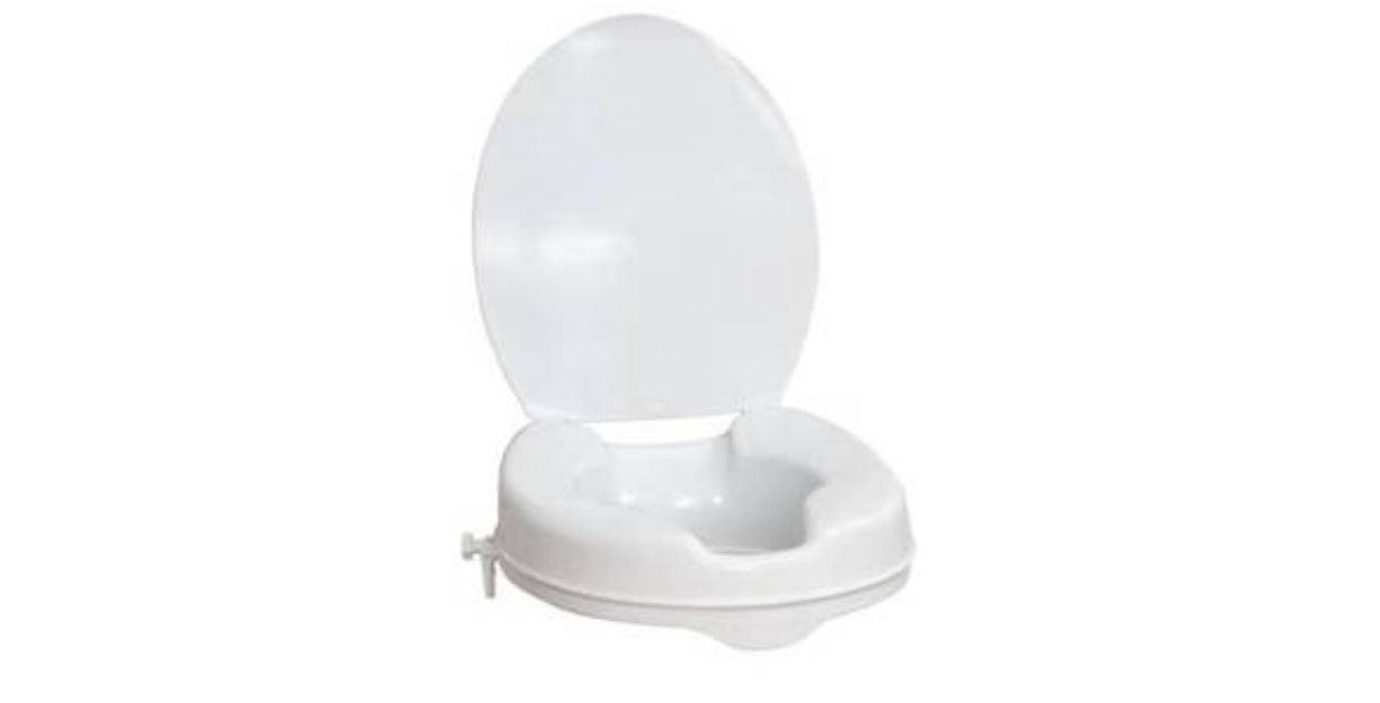 AquaSense Raised Toilet Seat with Lid, White, 2 Inches