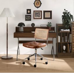 Mid Century Modern Faux Leather Swivel Chair