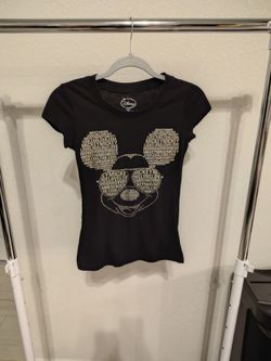 Disney black shirt, Mickey mouse, women's, size S,